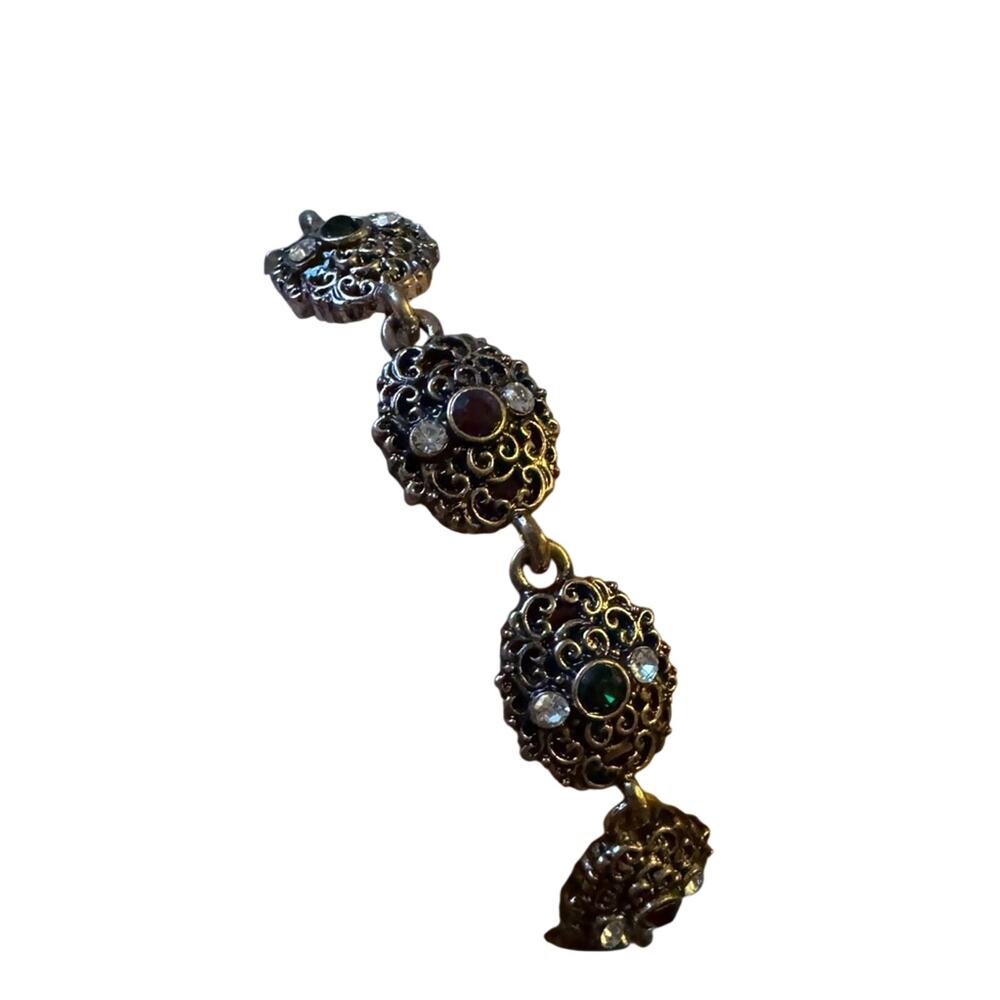 Bronze Tone Rhinestone Vintage Inspired Bracelet Clasp Closure Womens Jewelry